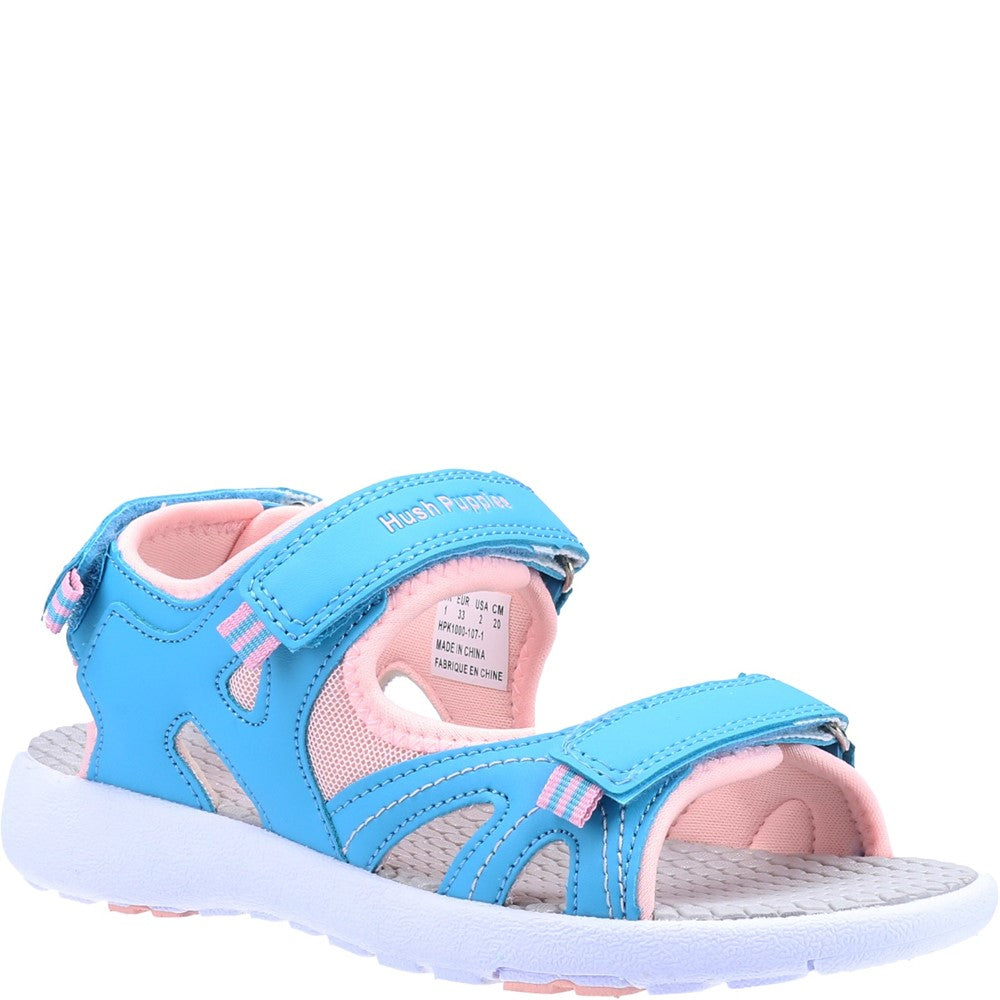 GIRLS SUMMER Aqua Hush Puppies Lilly Quarter Strap Sandal