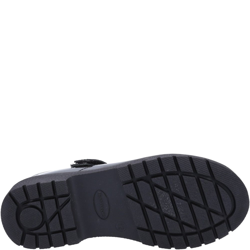 Girls BTS FLFR Black Hush Puppies Tally Senior Patent School Shoe