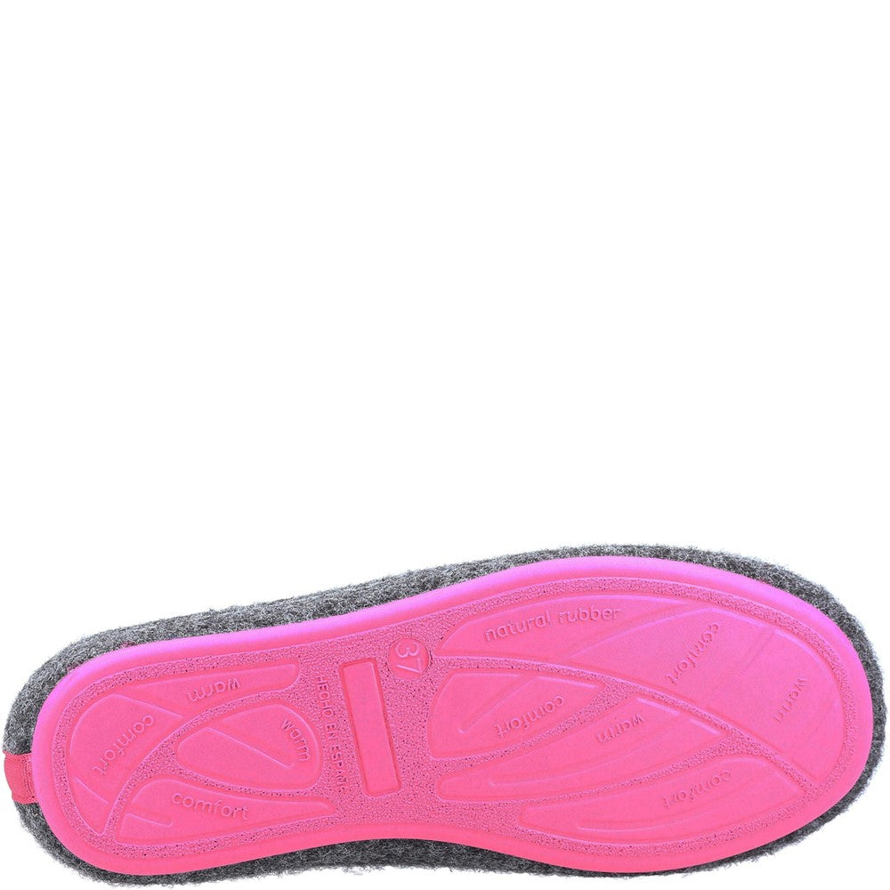 Classic Ladies Slippers Charcoal/Pink Hush Puppies The Good Slipper