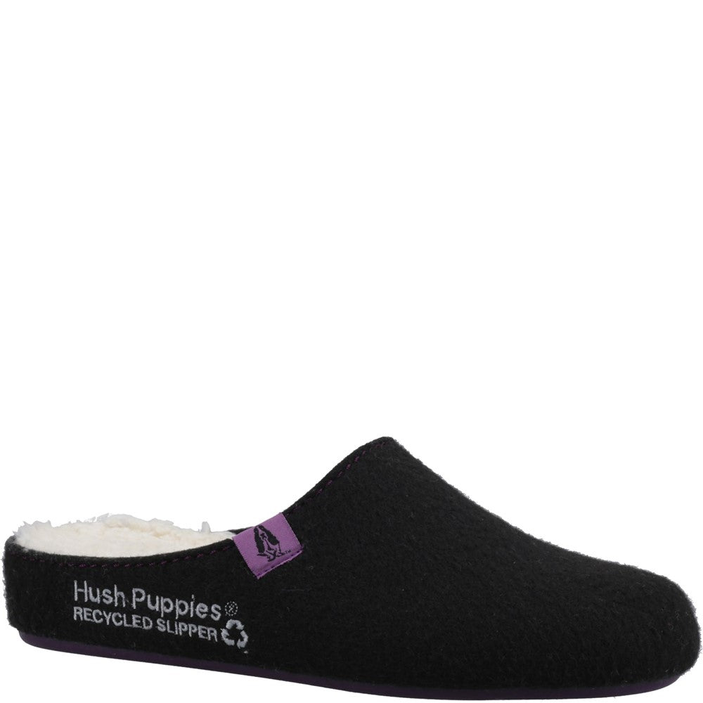 Classic Ladies Slippers Black/Purple Hush Puppies The Good Slipper