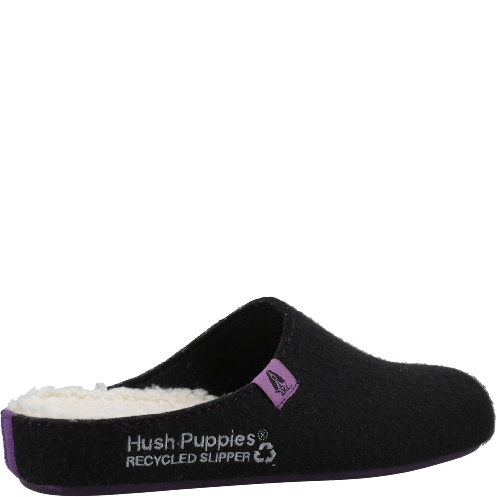 Classic Ladies Slippers Black/Purple Hush Puppies The Good Slipper