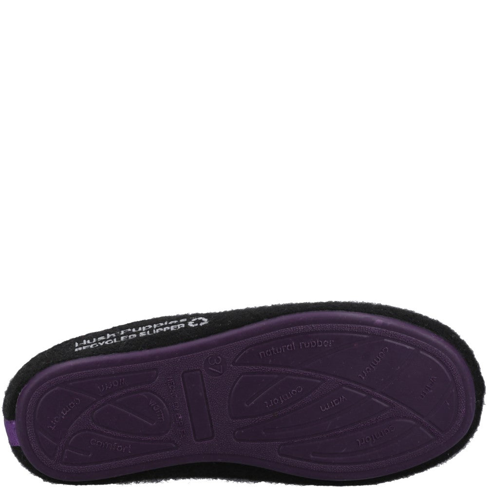 Classic Ladies Slippers Black/Purple Hush Puppies The Good Slipper