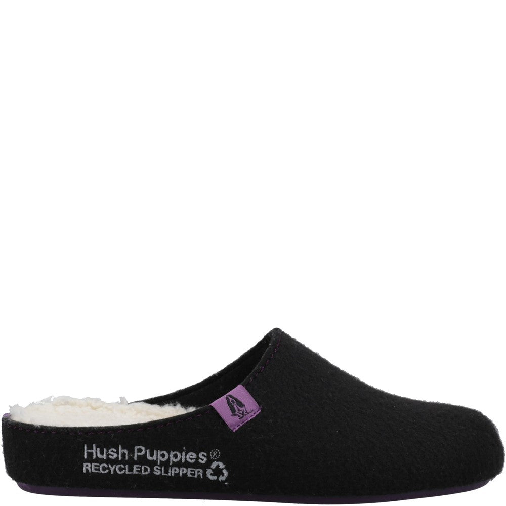 Classic Ladies Slippers Black/Purple Hush Puppies The Good Slipper