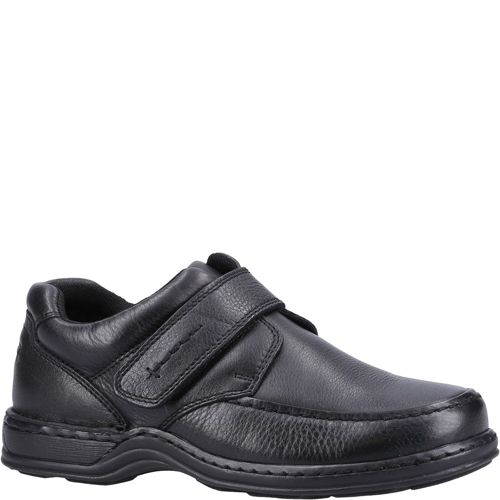 Mens Classic Touch Fastening Shoes Black Hush Puppies ROMAN Touch Fastening