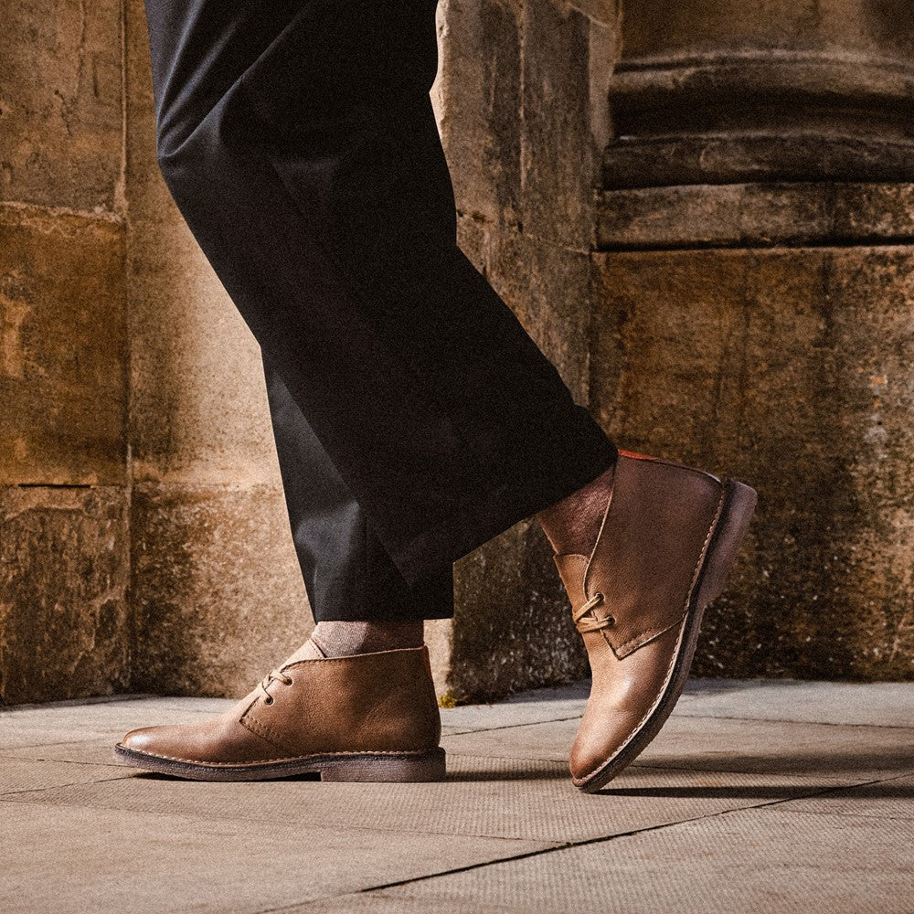 Mens Boots Stone Hush Puppies Samuel Leather Chukka Boot