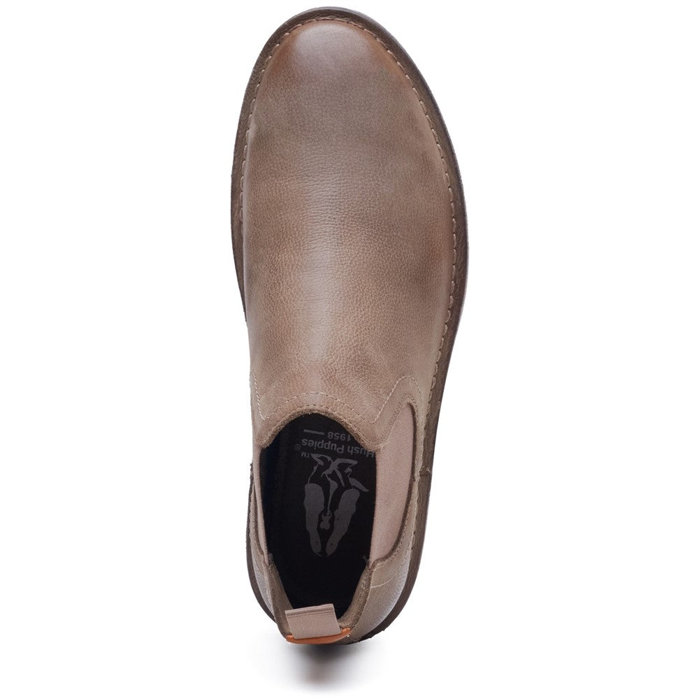 Mens Boots Stone Hush Puppies Shaun Leather Chelsea Boot