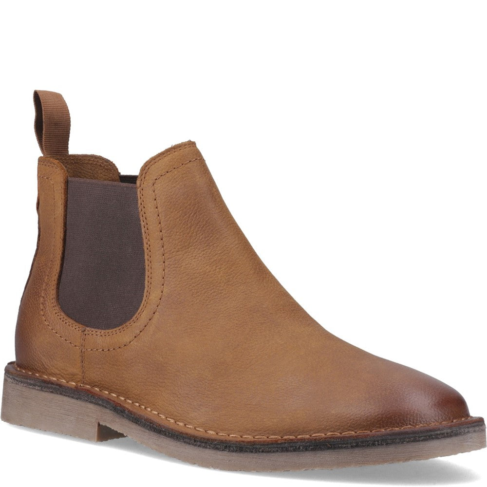 Mens Boots Tobacco Hush Puppies Shaun Leather Chelsea Boot