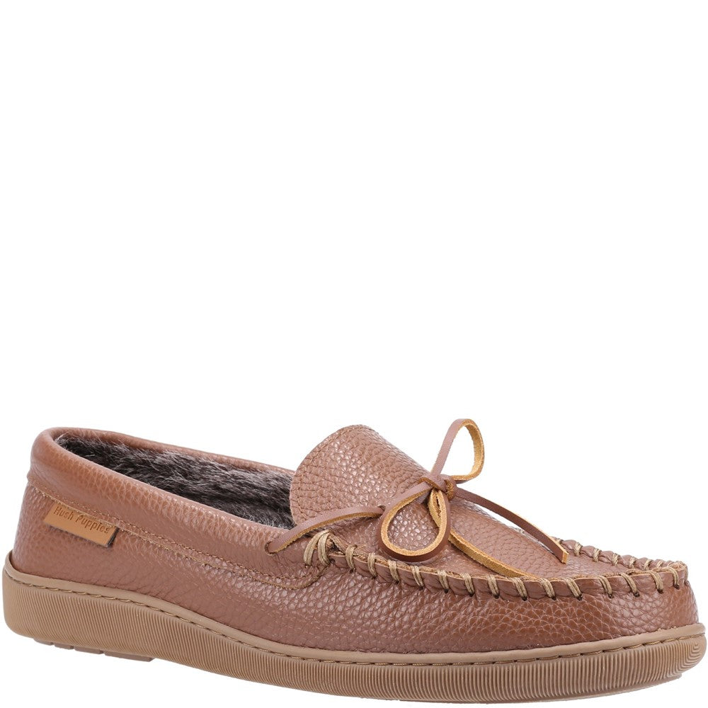 Classic Mens Slippers Tan Hush Puppies Ace Leather Slipper