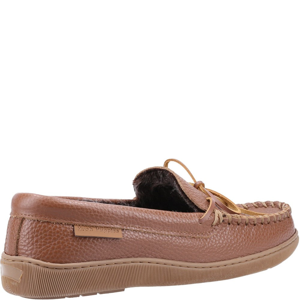 Classic Mens Slippers Tan Hush Puppies Ace Leather Slipper