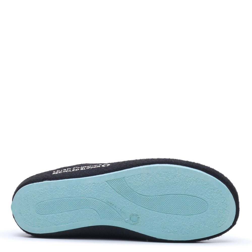 Classic Mens Slippers Black/Turquoise Hush Puppies The Good Slipper