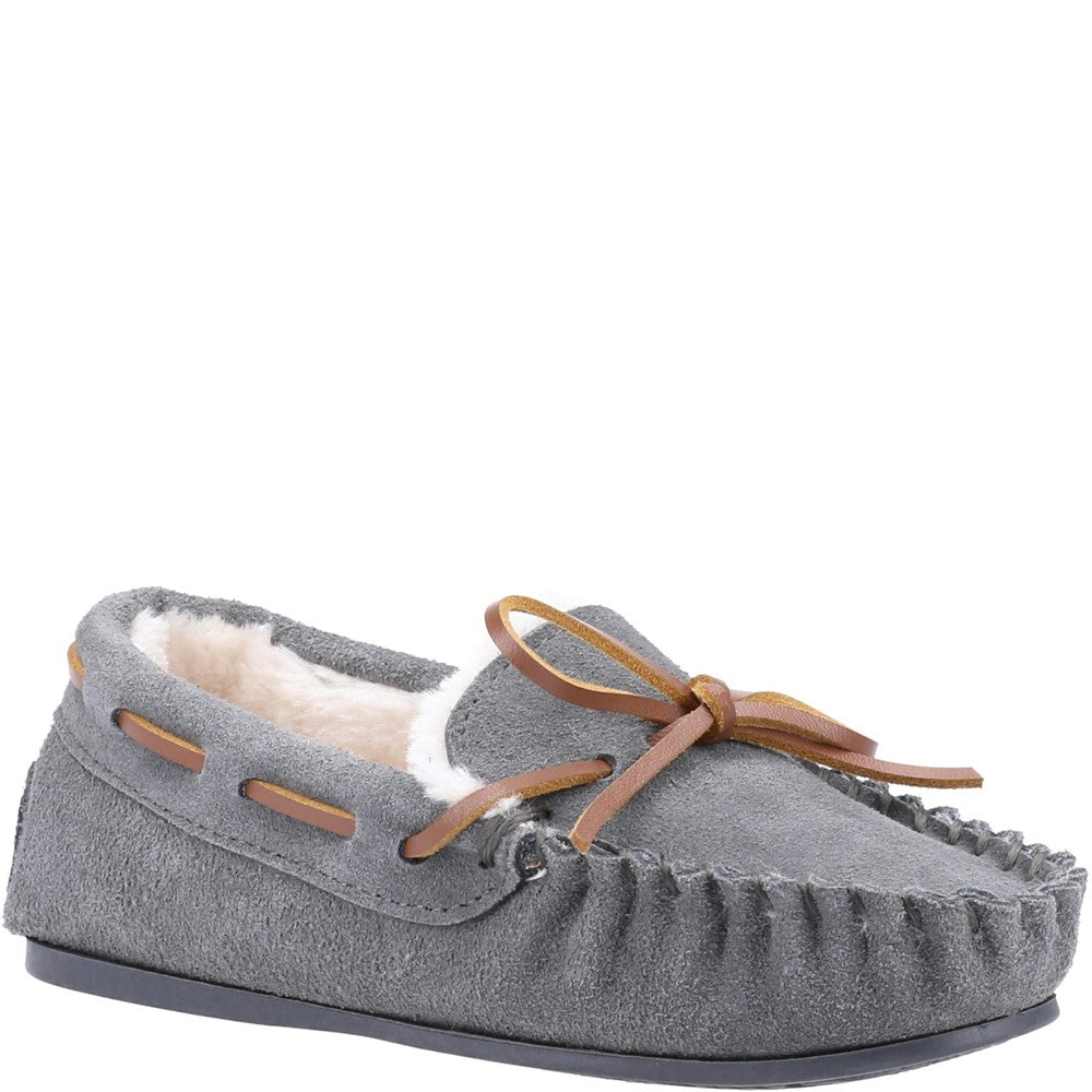 Childrens Slippers Grey Hush Puppies Addison Slipper
