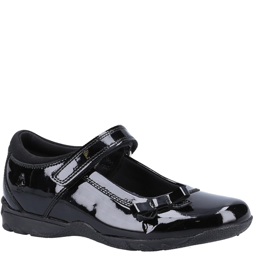 Girls BTS FLFR Black Hush Puppies Carrie School Shoe Senior