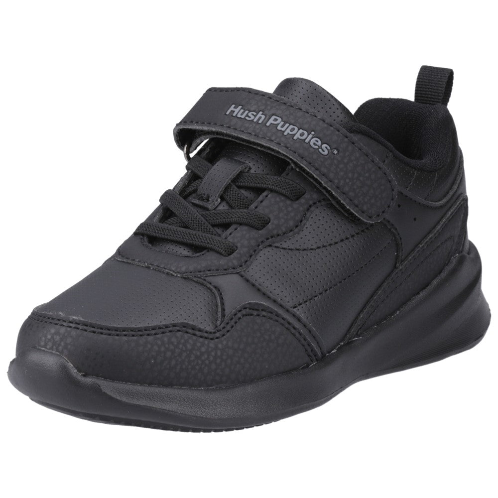Unisex BTS Black Hush Puppies Marling Bungee Lace Junior Shoe
