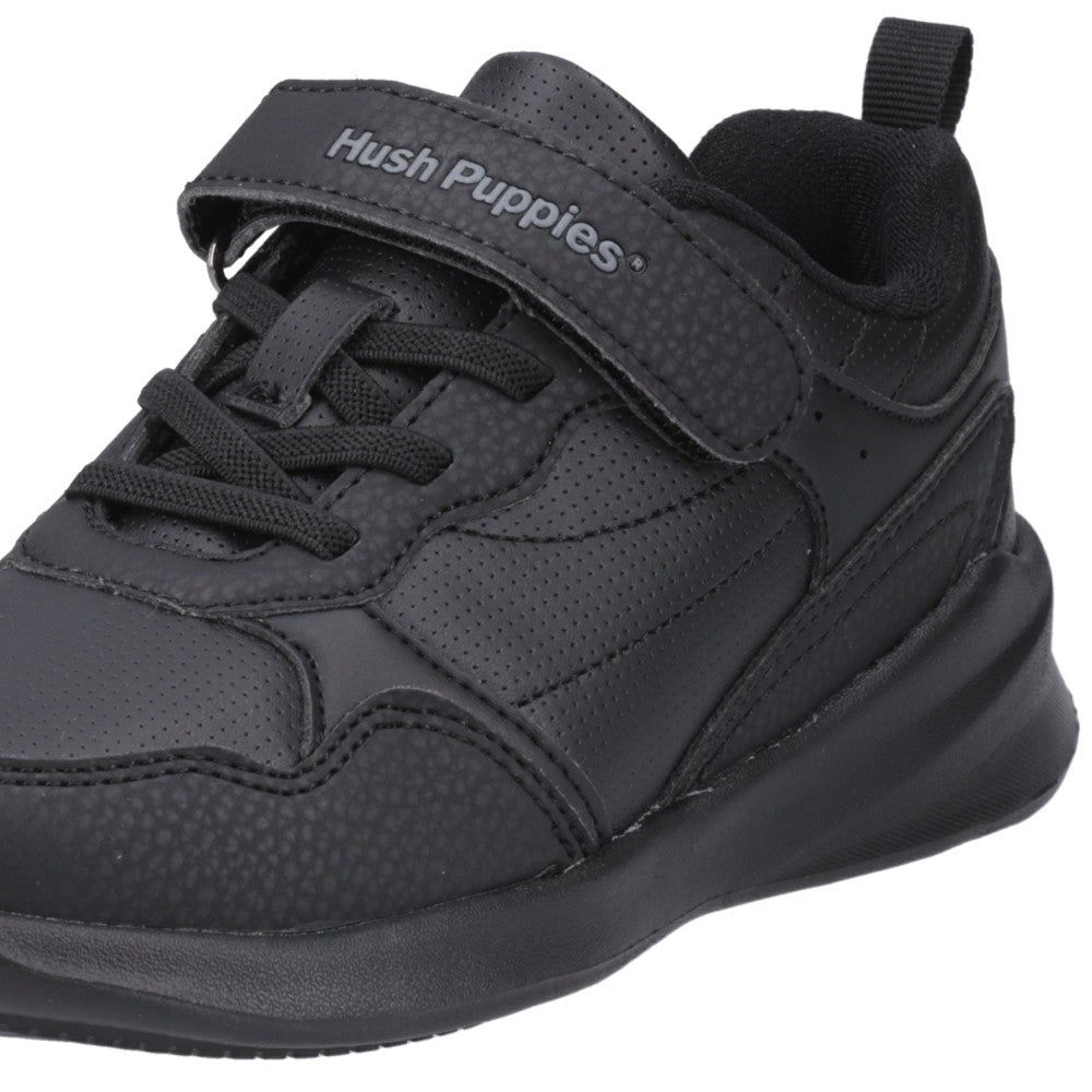 Unisex BTS Black Hush Puppies Marling Bungee Lace Junior Shoe