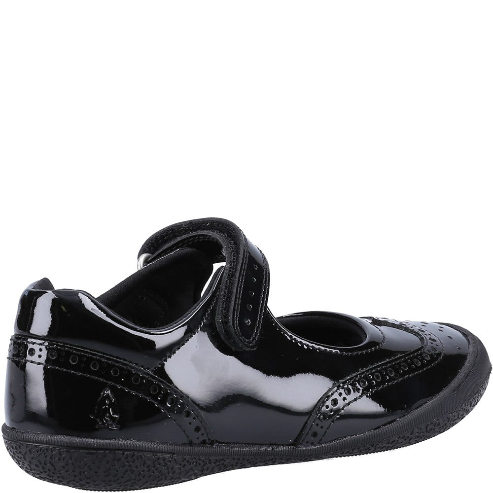 Girls BTS FLFR Black Patent Hush Puppies Rina Shoe Patent Junior