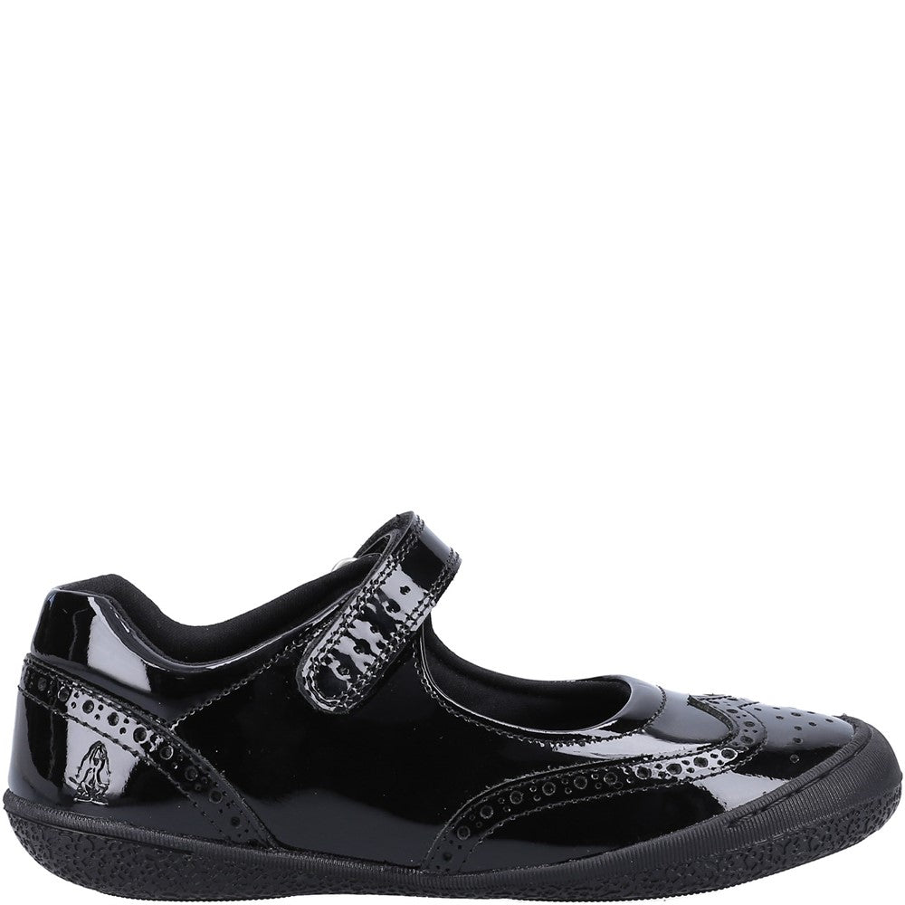 Girls BTS FLFR Black Patent Hush Puppies Rina Shoe Patent Junior