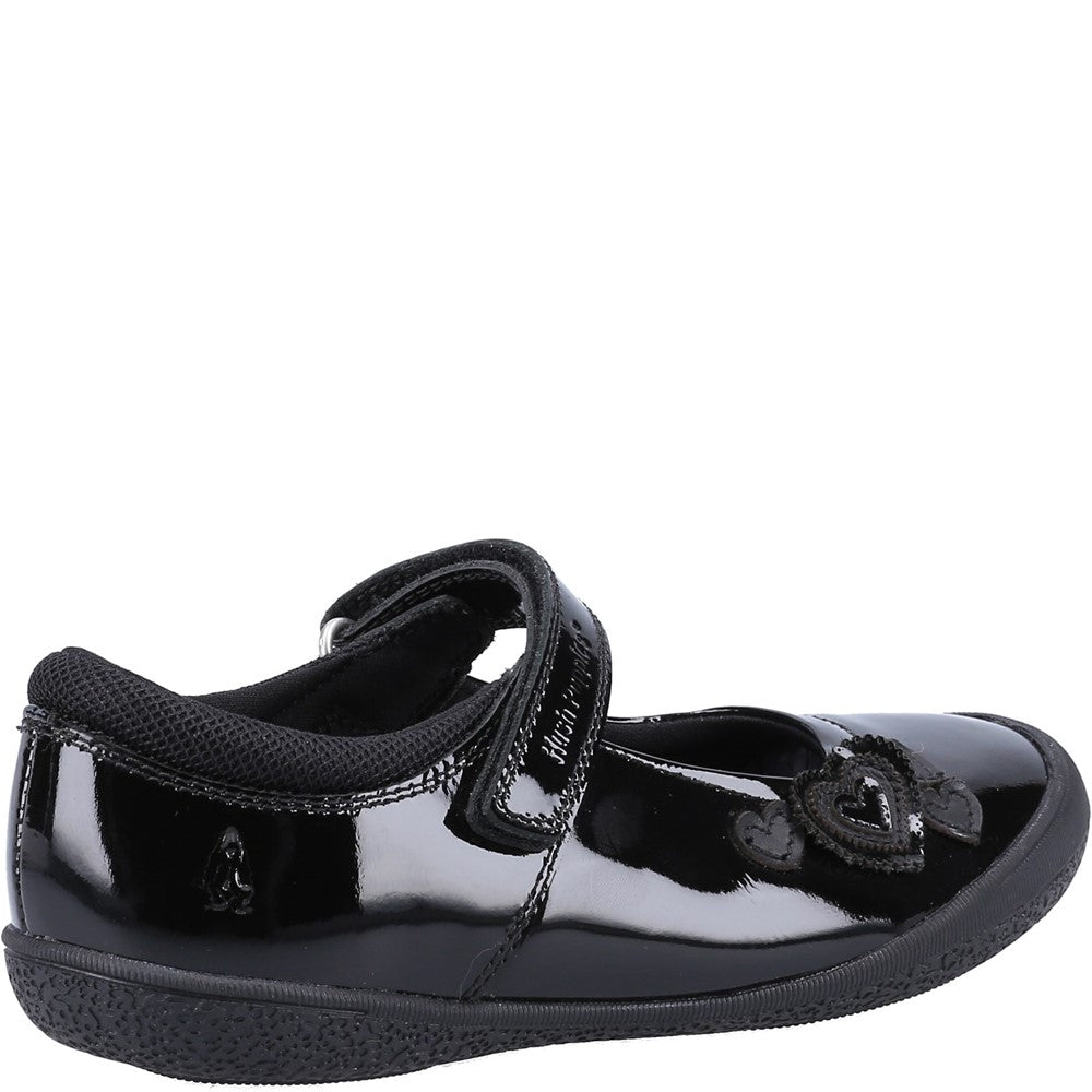 Girls BTS FLFR Black Hush Puppies Rosanna Patent Junior