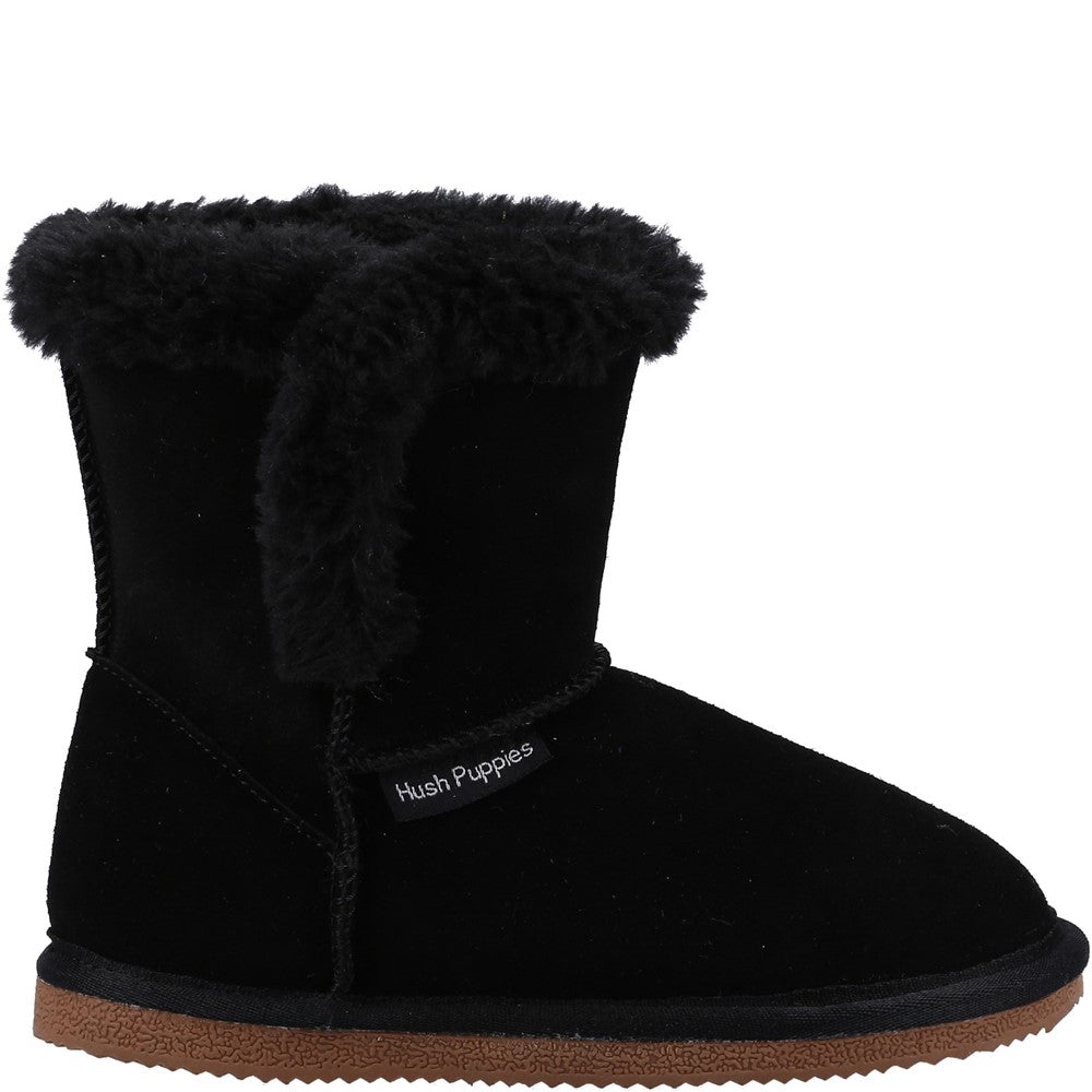 Childrens Slippers Black Hush Puppies Ashlynn Slipper
