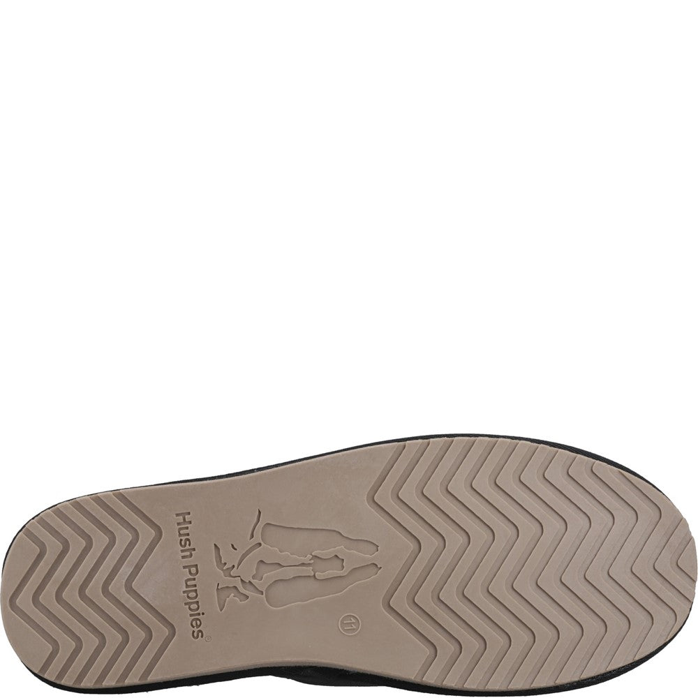 Classic Mens Slippers Black Hush Puppies Coady Leather Slipper