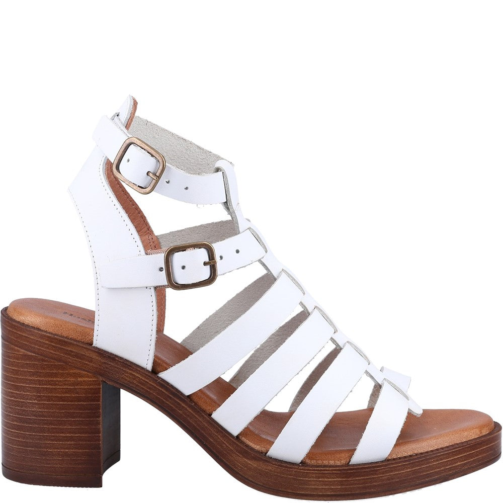 Ladies Heeled Sandals White Hush Puppies Gloria Gladiator Sandal