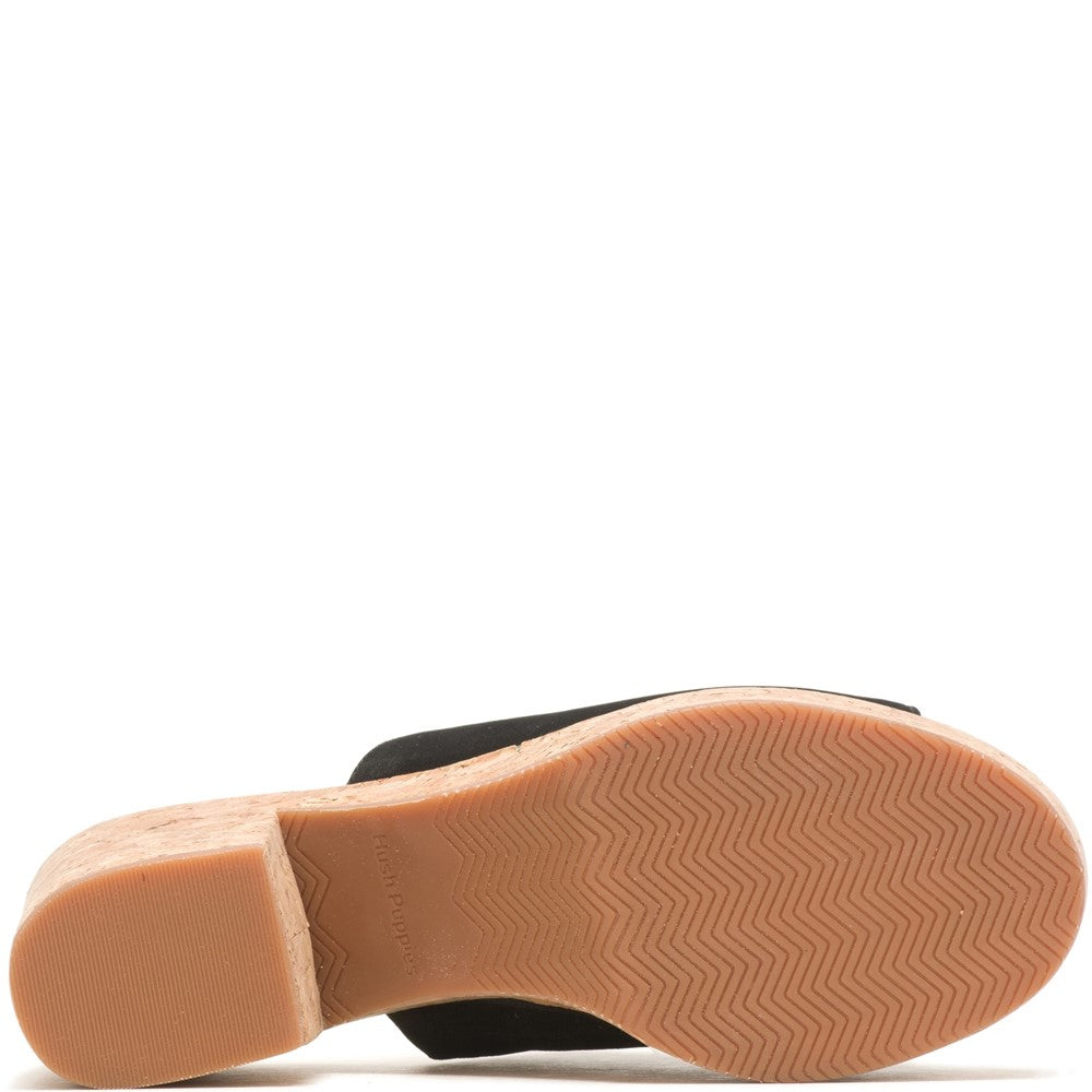 Ladies Heeled Sandals Black Hush Puppies Poppy Slide