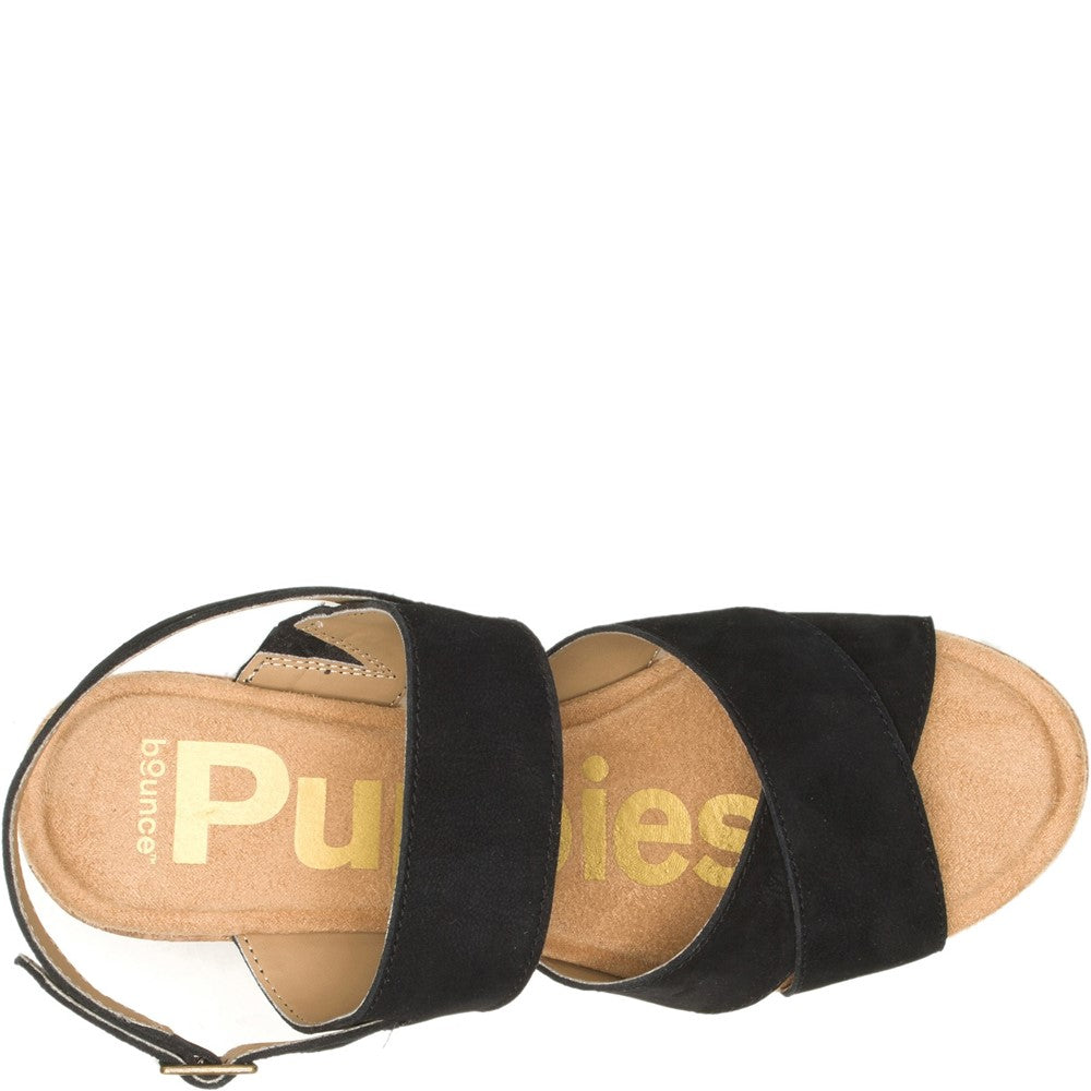 Ladies Heeled Sandals Black Hush Puppies Willow X Band