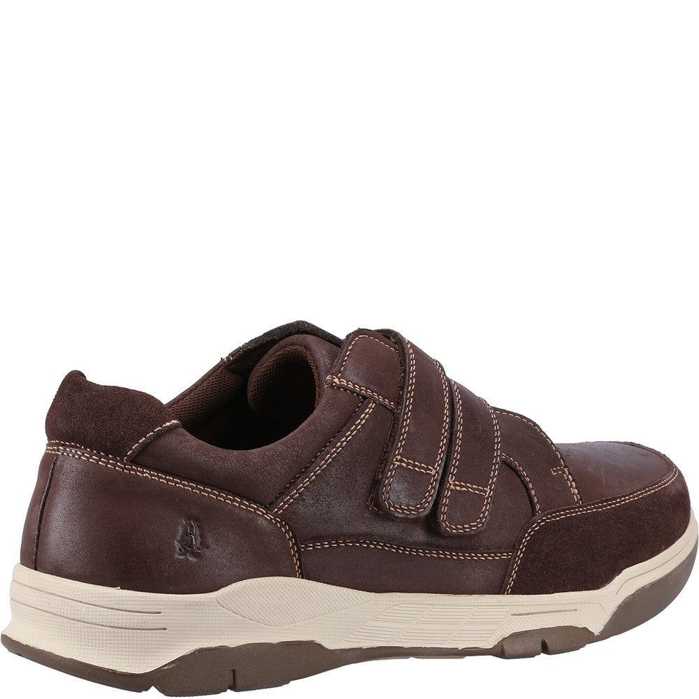 Mens Classic Touch Fastening Shoes Brown Hush Puppies Fabian Double Strap