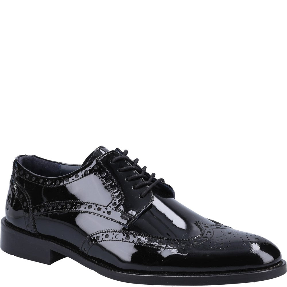 Mens Formal Lace Up Shoes Black Hush Puppies Dustin Brogue Patent Shoe
