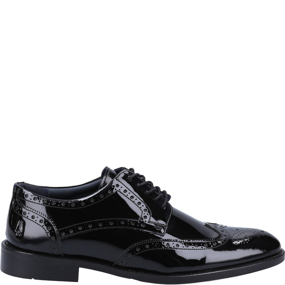 Mens Formal Lace Up Shoes Black Hush Puppies Dustin Brogue Patent Shoe