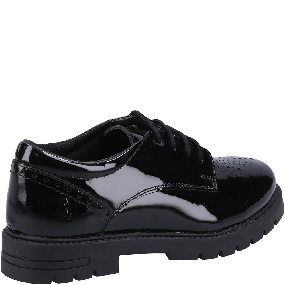Girls BTS FLFR Black Hush Puppies Jayne Patent SNR Shoe