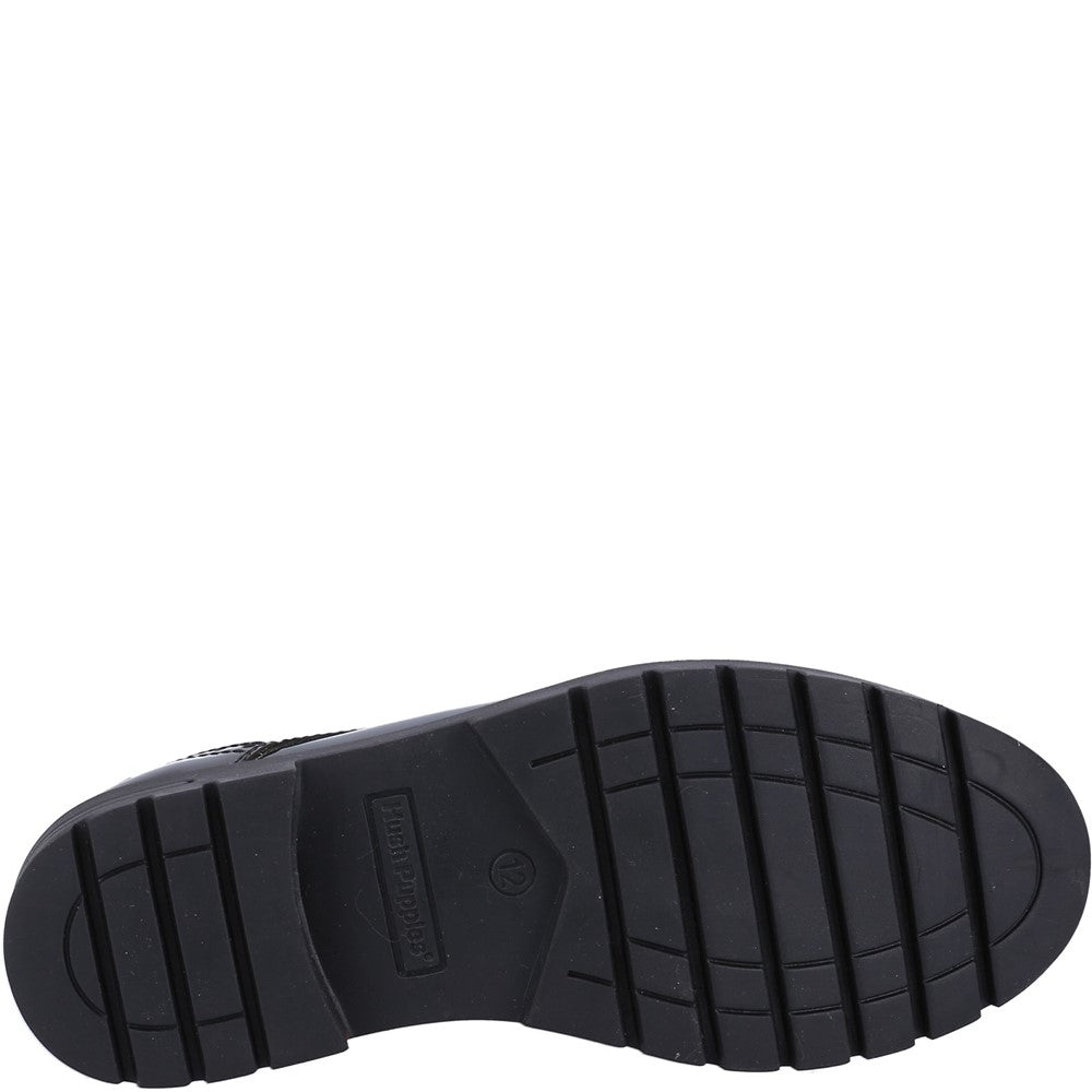 Girls BTS FLFR Black Hush Puppies Jayne Patent SNR Shoe