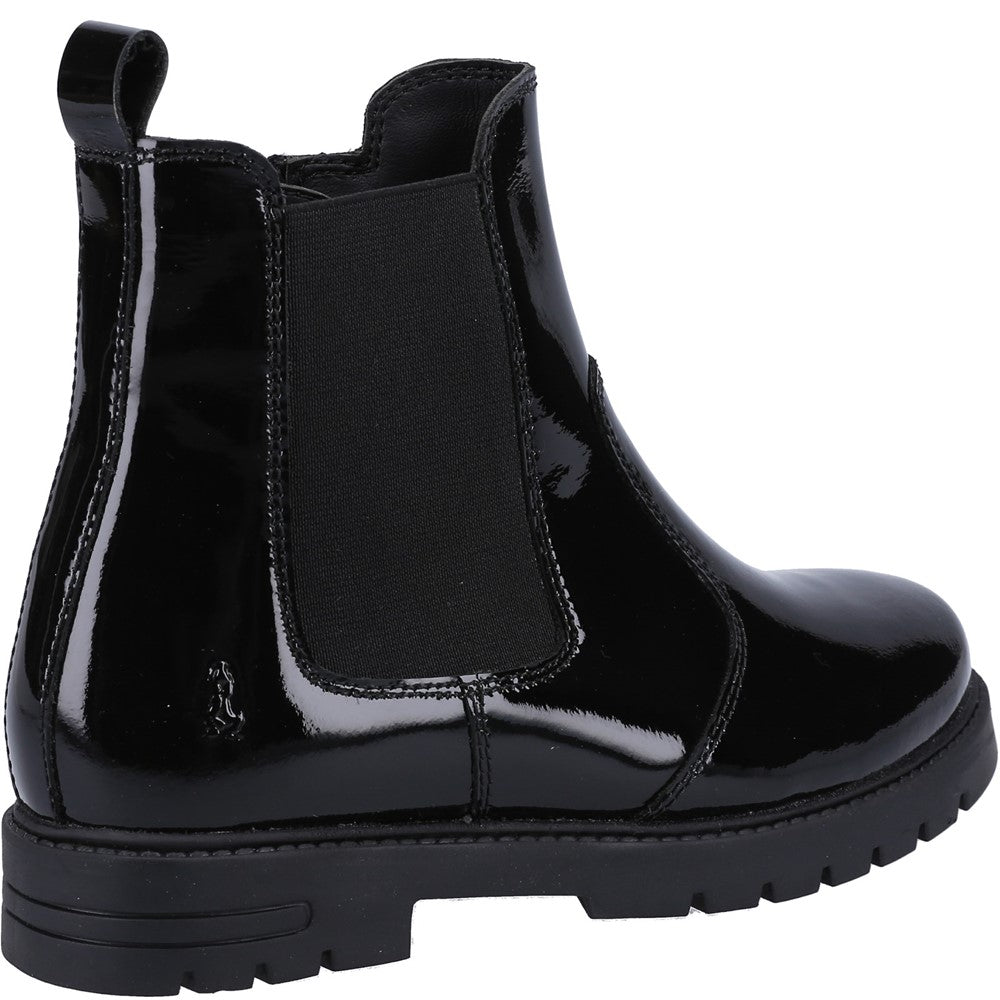 Girls BTS FLFR Black Hush Puppies Laura Patent SNR Chelsea