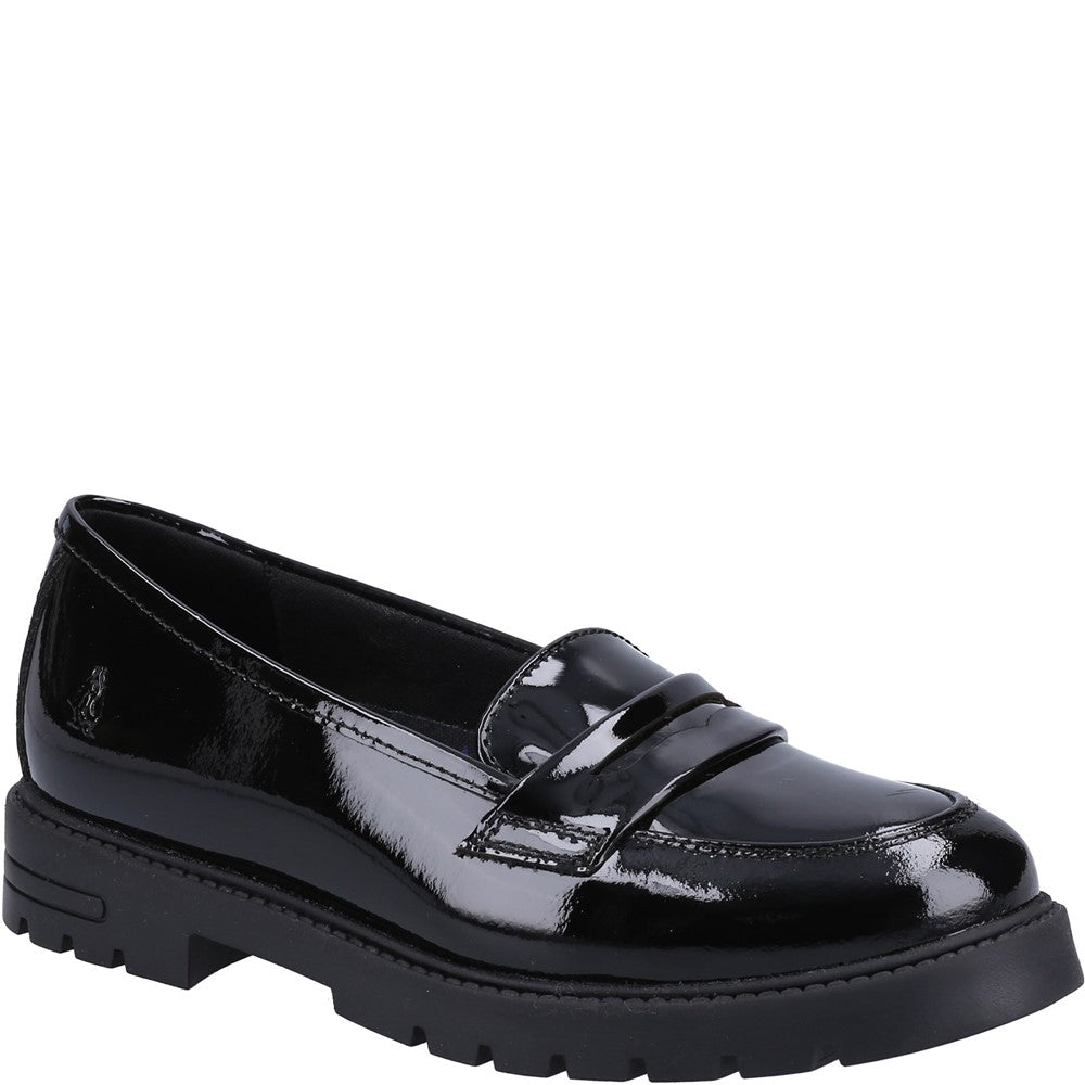 Girls BTS FLFR Black Hush Puppies Hazel Patent SNR Shoe
