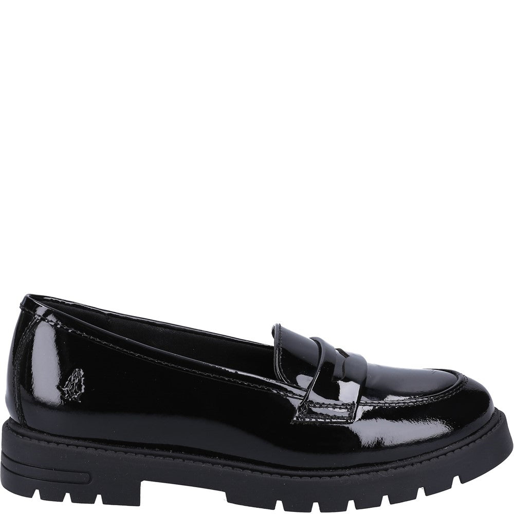 Girls BTS FLFR Black Hush Puppies Hazel Patent SNR Shoe