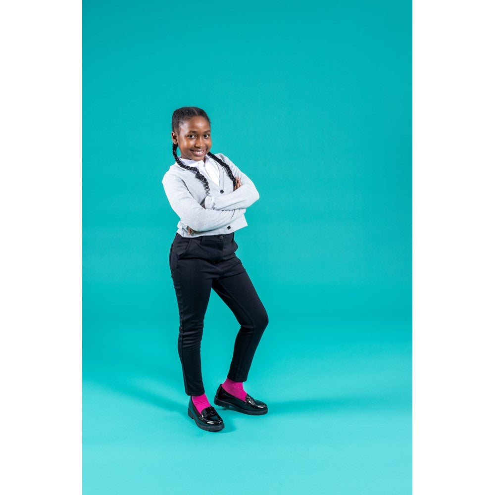 Girls BTS FLFR Black Hush Puppies Hazel Patent SNR Shoe
