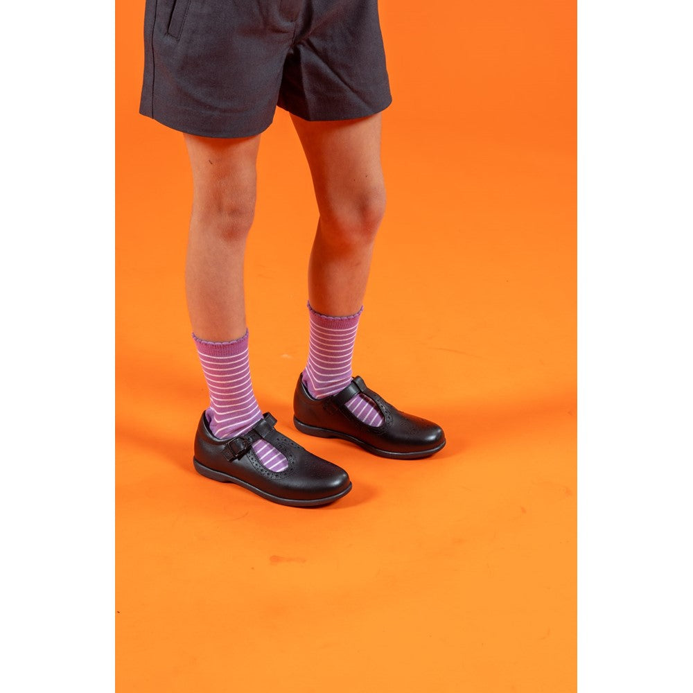 Girls BTS Black Hush Puppies Britney JNR Shoe