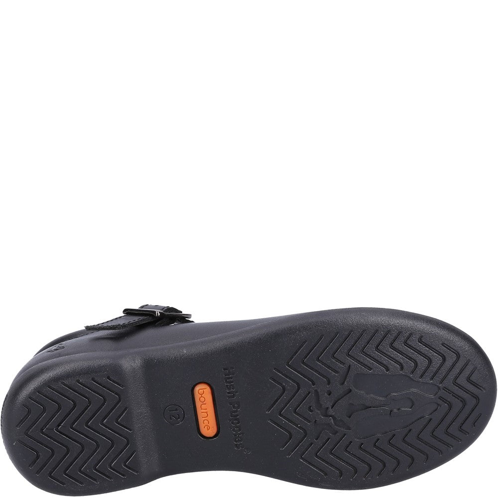 Girls BTS Black Hush Puppies Britney SNR Shoe