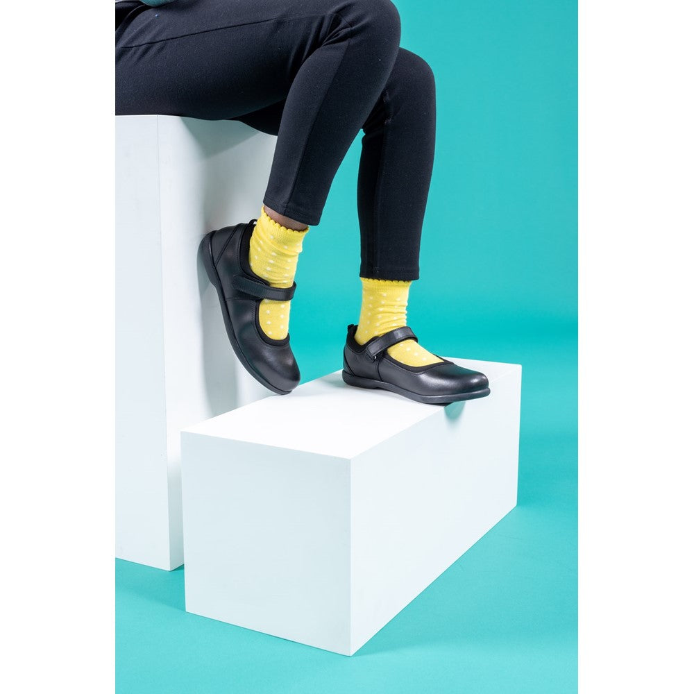 Girls BTS Black Hush Puppies Bianca SNR Shoe
