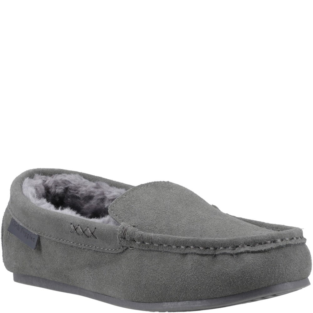 Classic Ladies Slippers Grey Hush Puppies Annie Mocassin Slipper