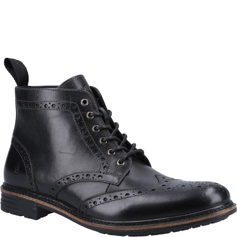 Mens Boots Black Hush Puppies Joshua Brogue Boot