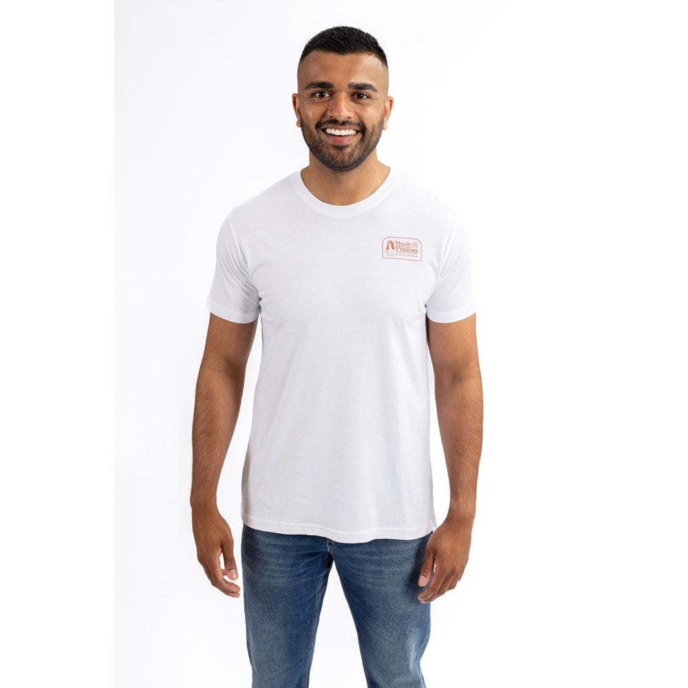Tee Shirts White Hush Puppies Mens Retro Basset Tee