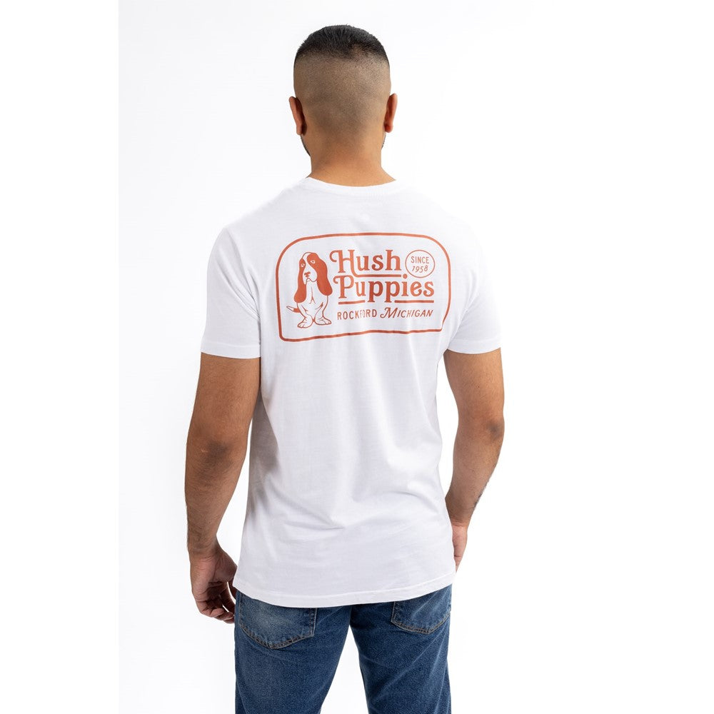Tee Shirts White Hush Puppies Mens Retro Basset Tee