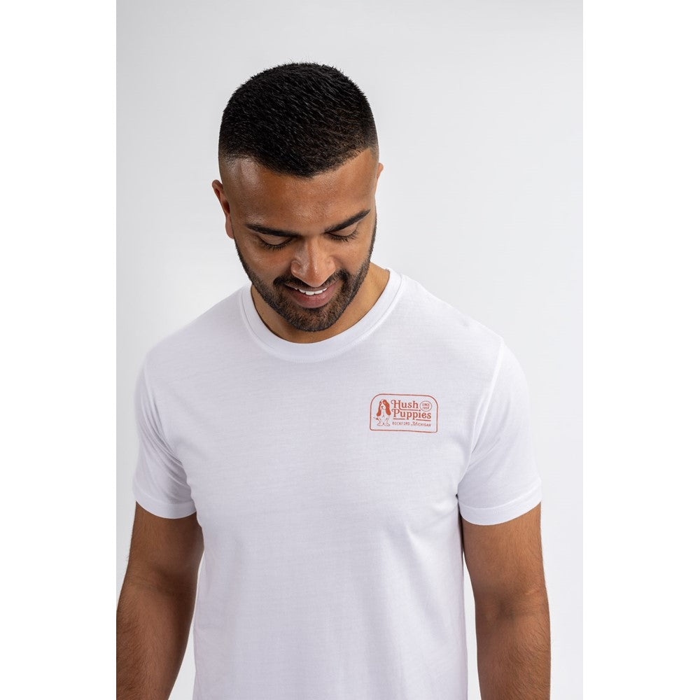 Tee Shirts White Hush Puppies Mens Retro Basset Tee