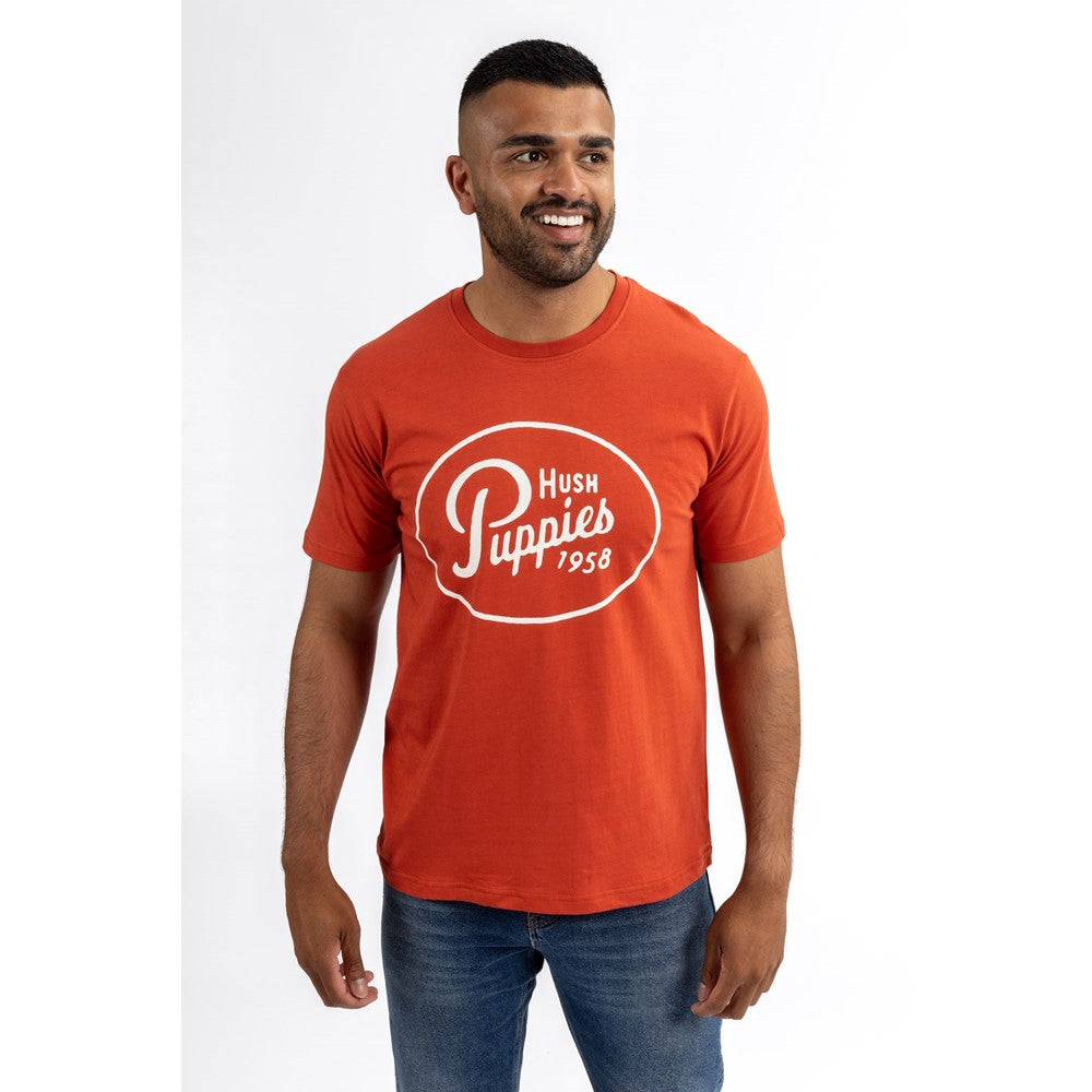 Tee Shirts Orange Hush Puppies Mens Retro Script Tee