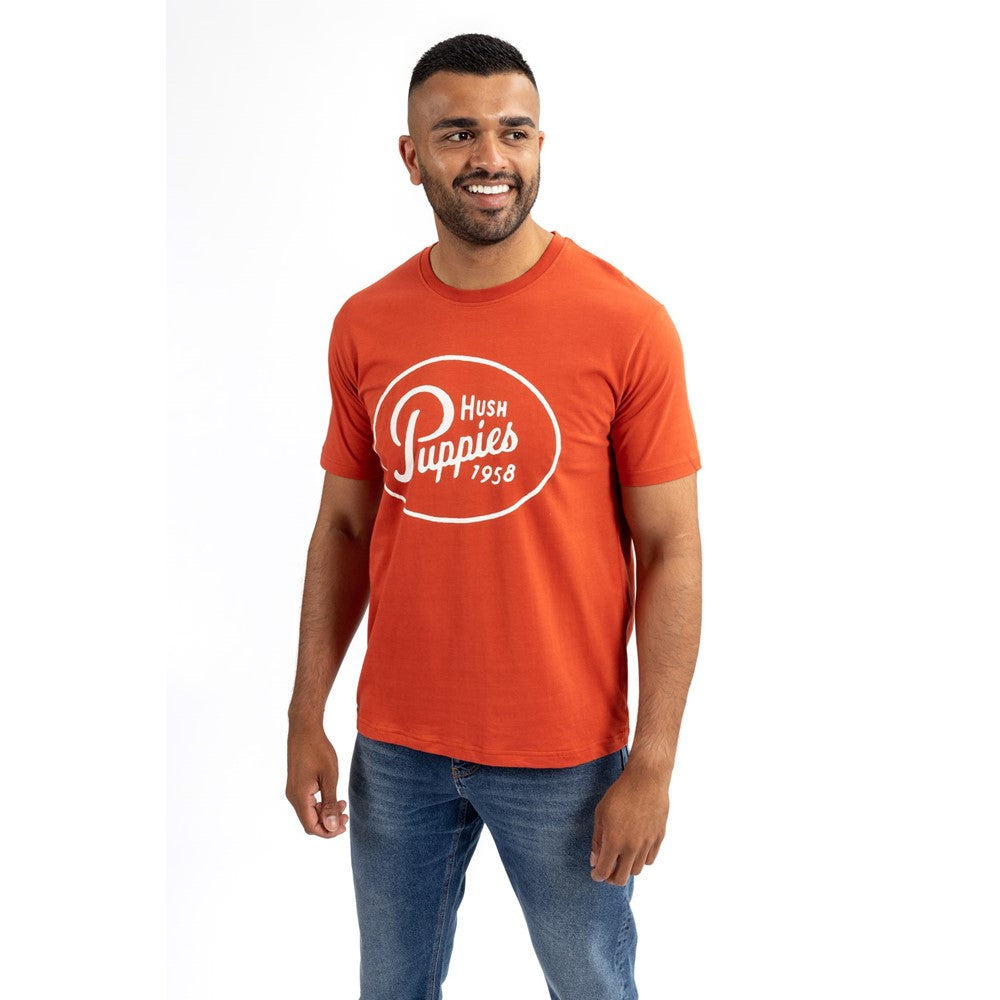 Tee Shirts Orange Hush Puppies Mens Retro Script Tee