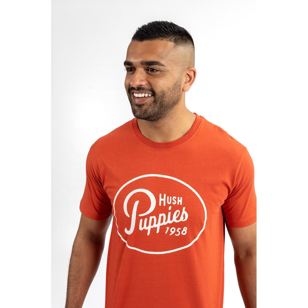 Tee Shirts Orange Hush Puppies Mens Retro Script Tee