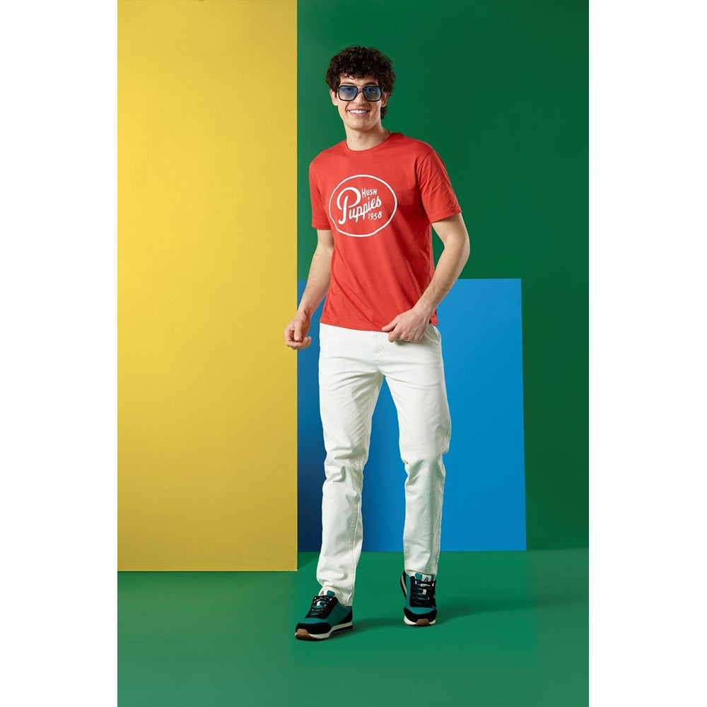 Tee Shirts Orange Hush Puppies Mens Retro Script Tee