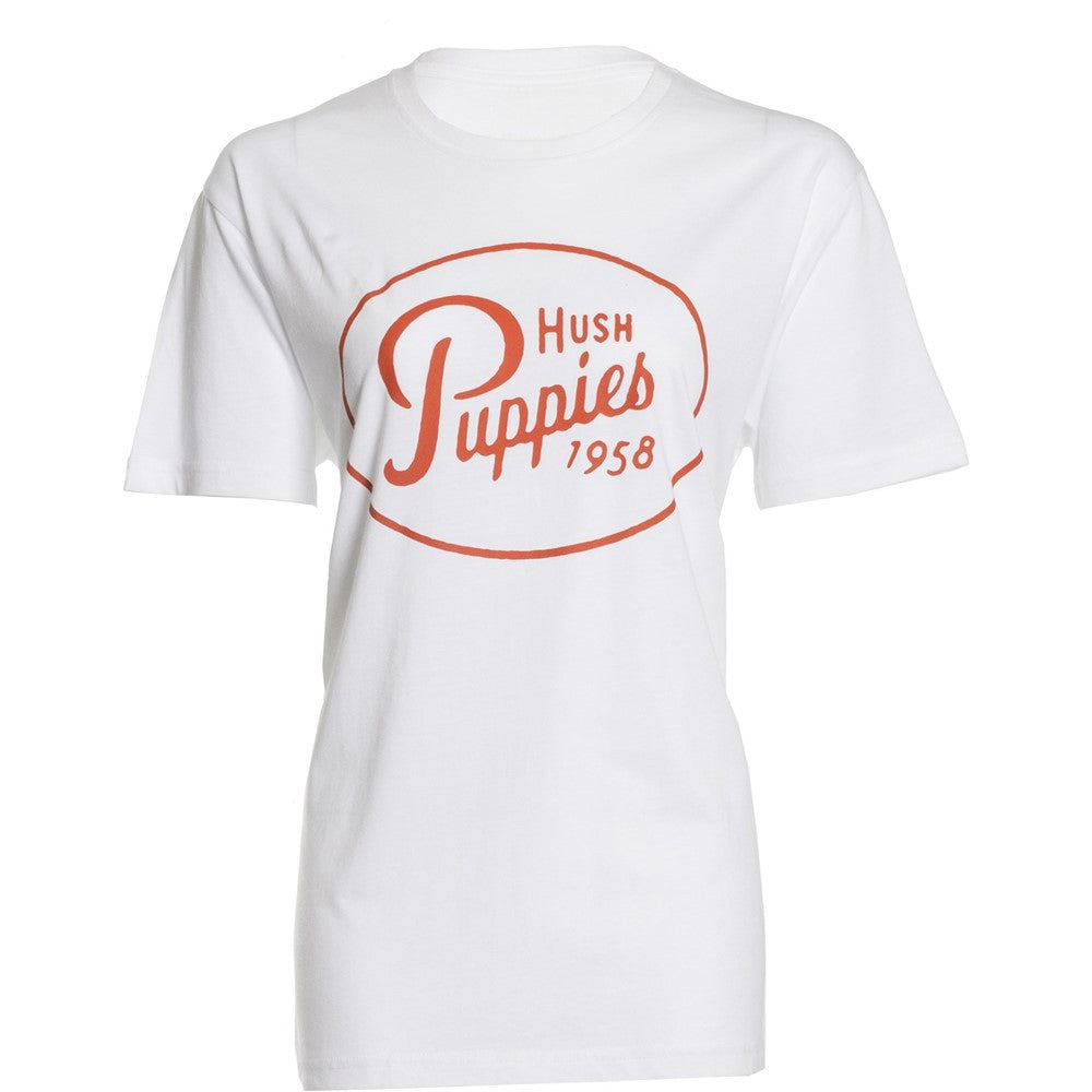 Tee Shirts White Hush Puppies Mens Retro Script Tee