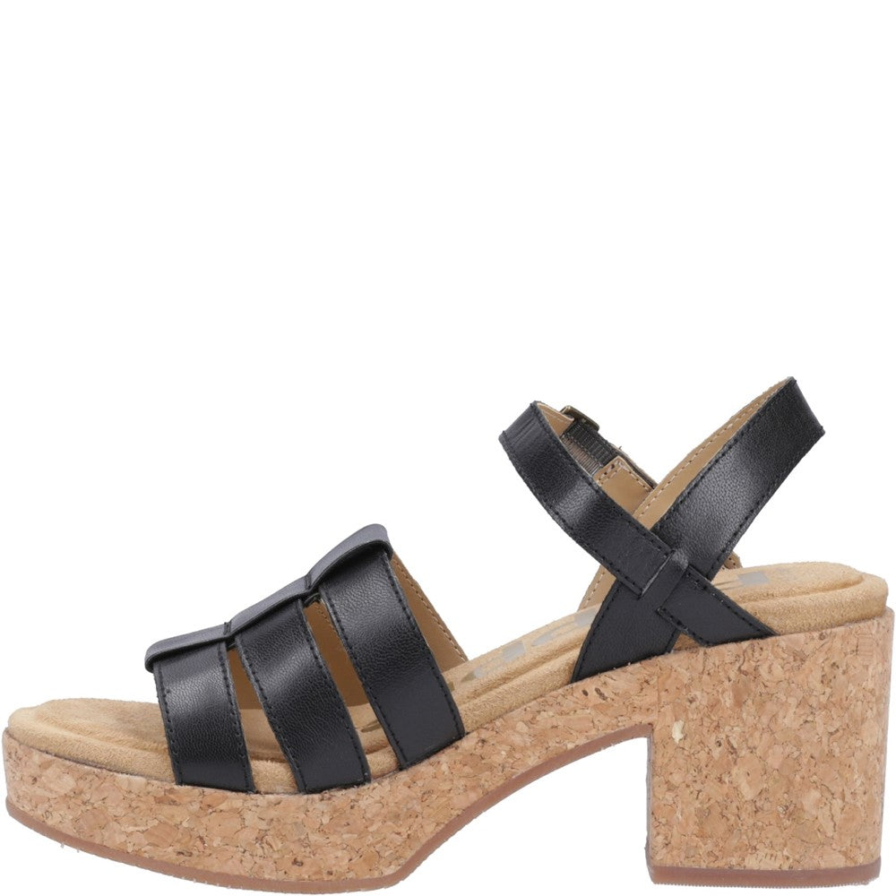 Ladies Heeled Sandals Black Hush Puppies Poppy Fisherman Sandal