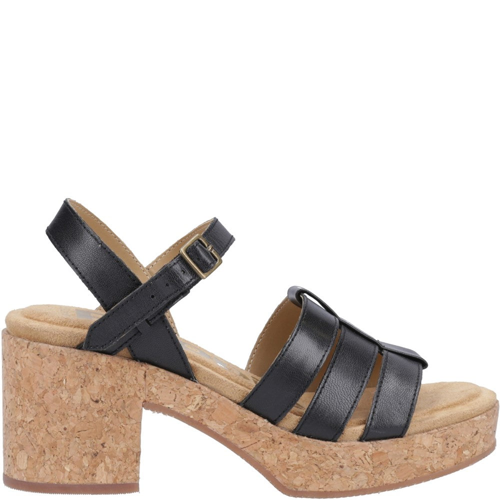 Ladies Heeled Sandals Black Hush Puppies Poppy Fisherman Sandal